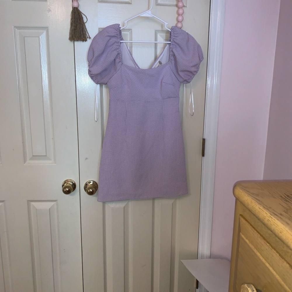 Altar'd State Purple and White Checkered Dress